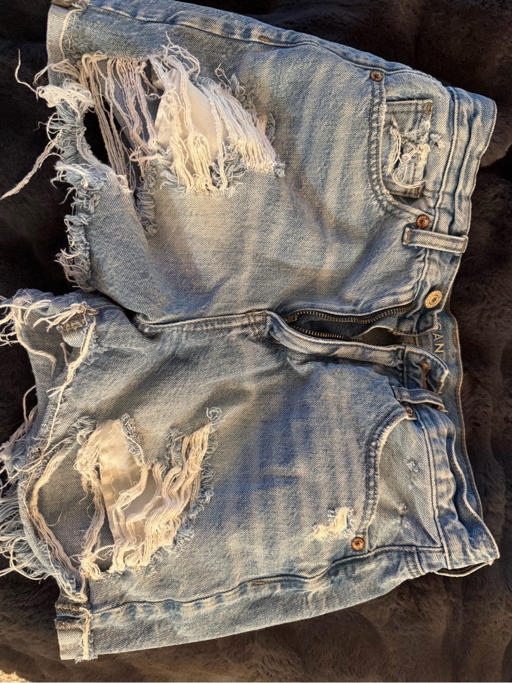 American Eagle Light Wash Distressed Mom Shorts
